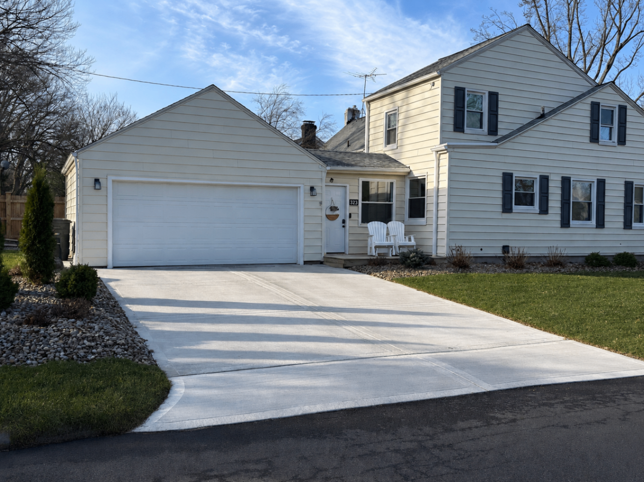 New concrete driveway installation at a Brecksville home